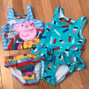 Set of two 3T little girls bathing suits